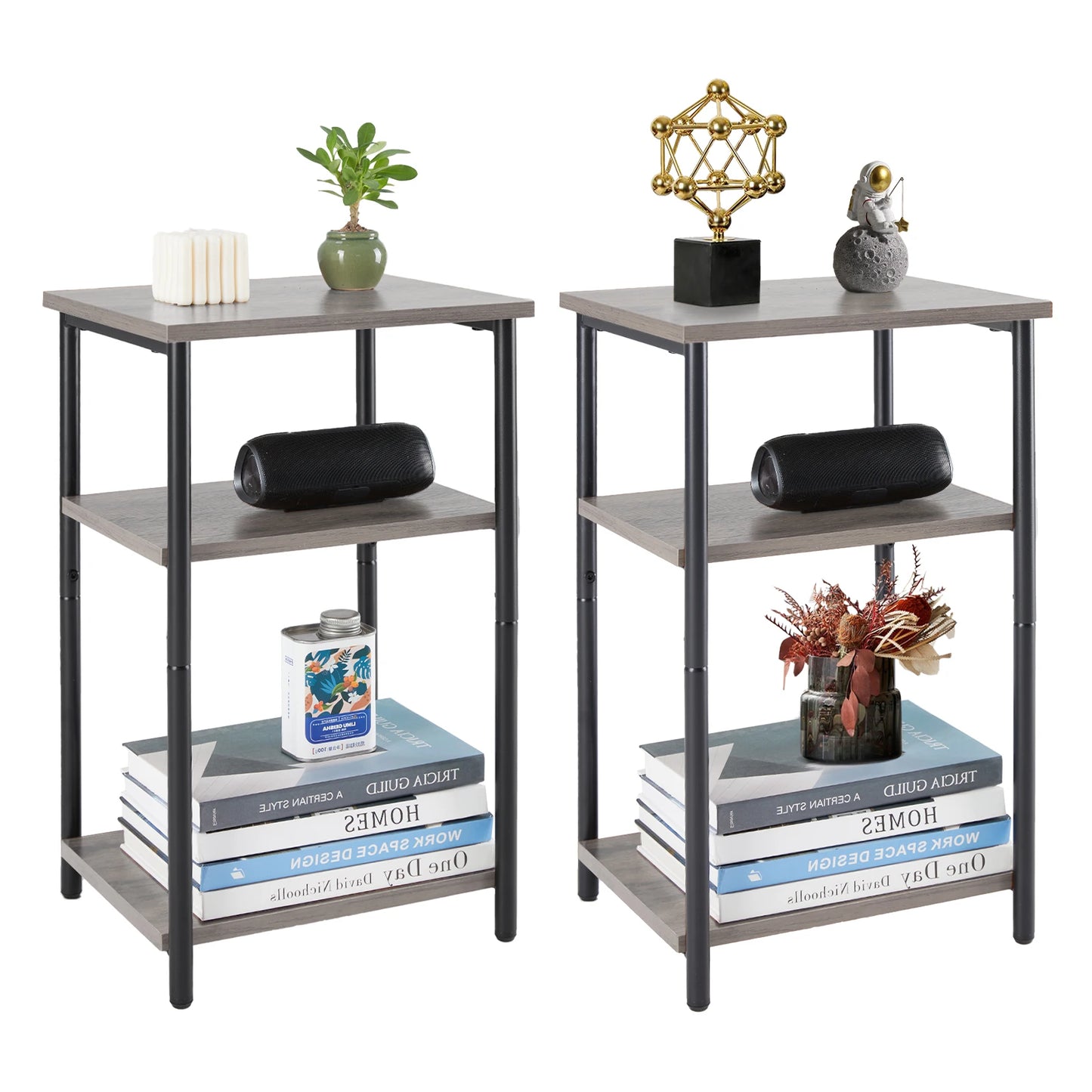 JHK End Table With Adjustable Feet Space Saving Frame