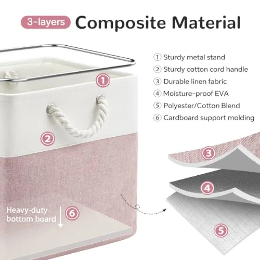 Fabric Cube Storage Bins Six Pack With Handles Foldable