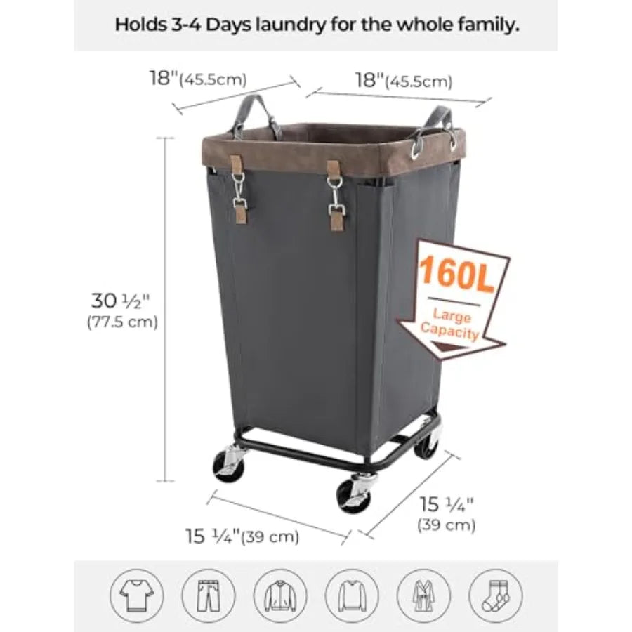 Laundry Basket With Wheels Large Rolling Hamper For Clothes