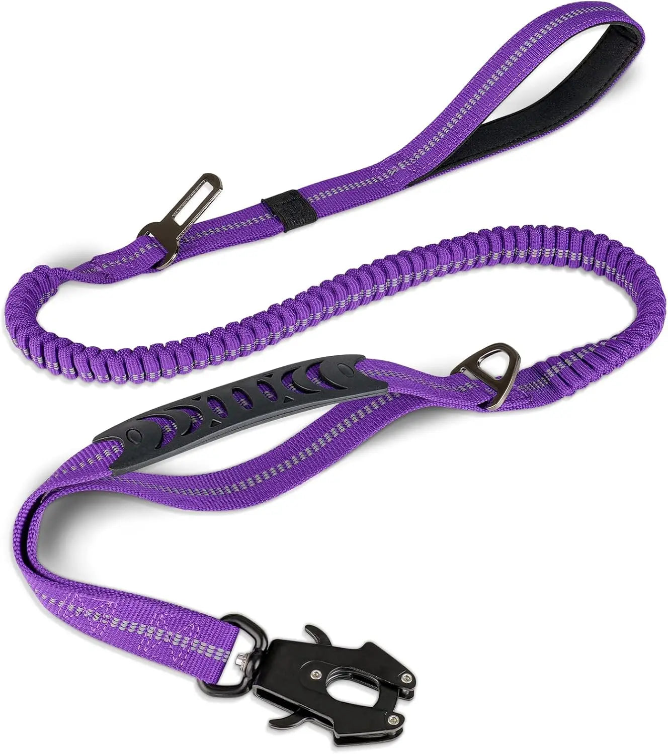Reflective Shock Absorbing Tactical Dog Leash With Seatbelt