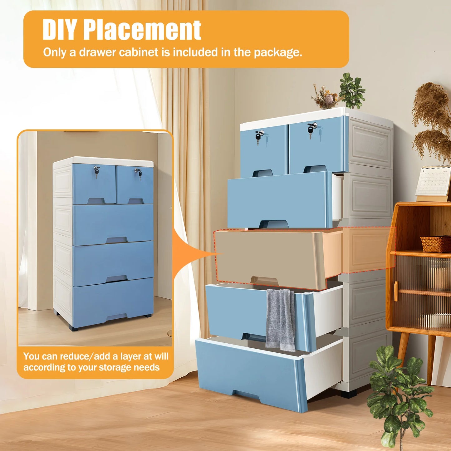 Modern Plastic Dresser Storage Tower For Home Office Bedroom