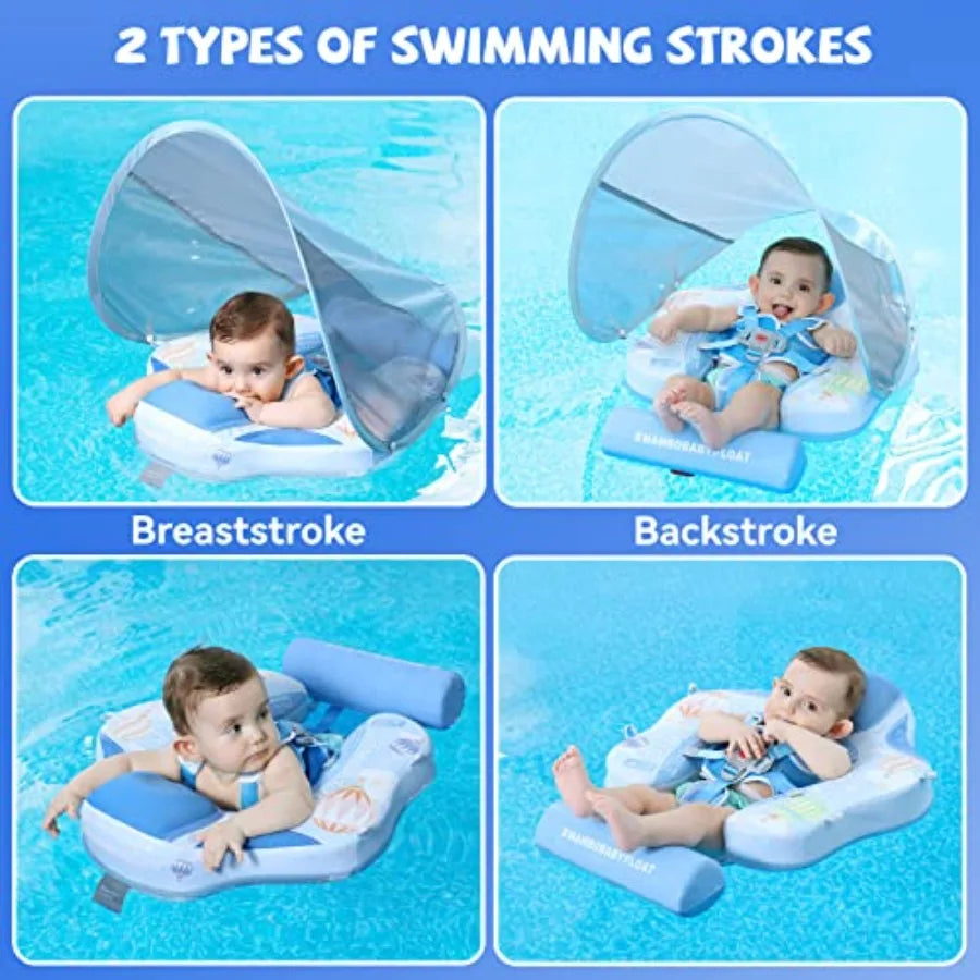 Baby Swim Float With Canopy Tail Non Inflatable Infant Float