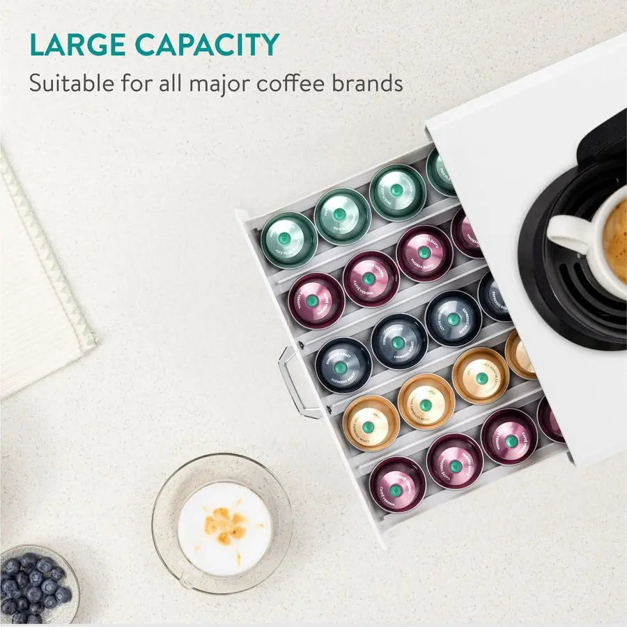 XMSJ Coffee Pod Holder Drawer 50 Capsule Storage Organizer