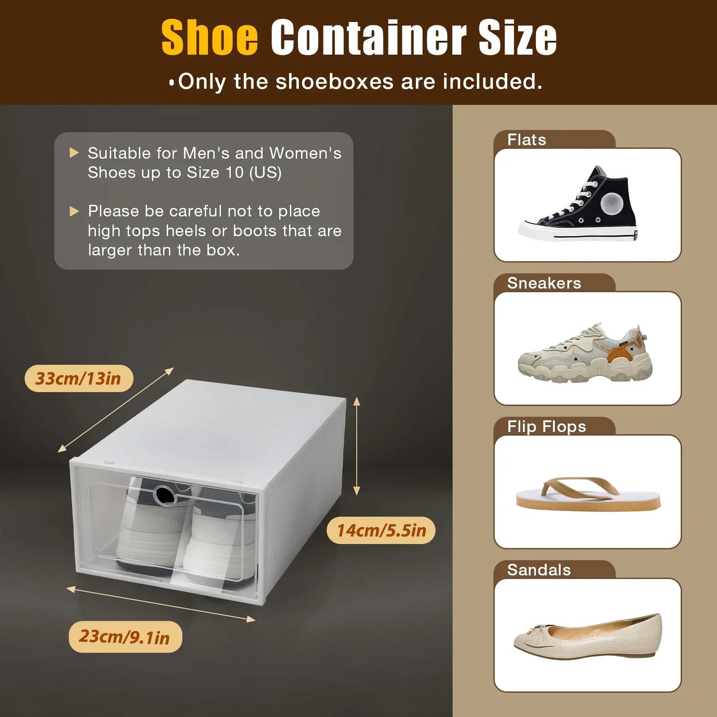 24 Pack Plastic Shoe Storage Boxes With Clear Lid Waterproof Foldable Organizer