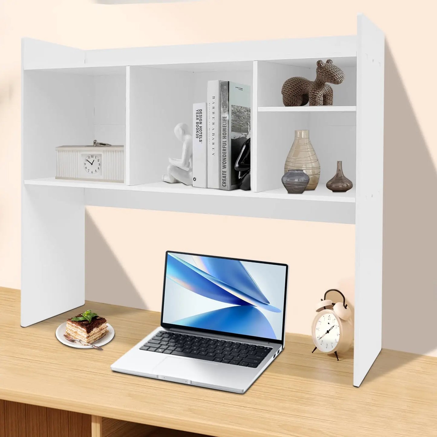 Bymaocar Desktop Bookshelf Organizer Desk Storage Hutch