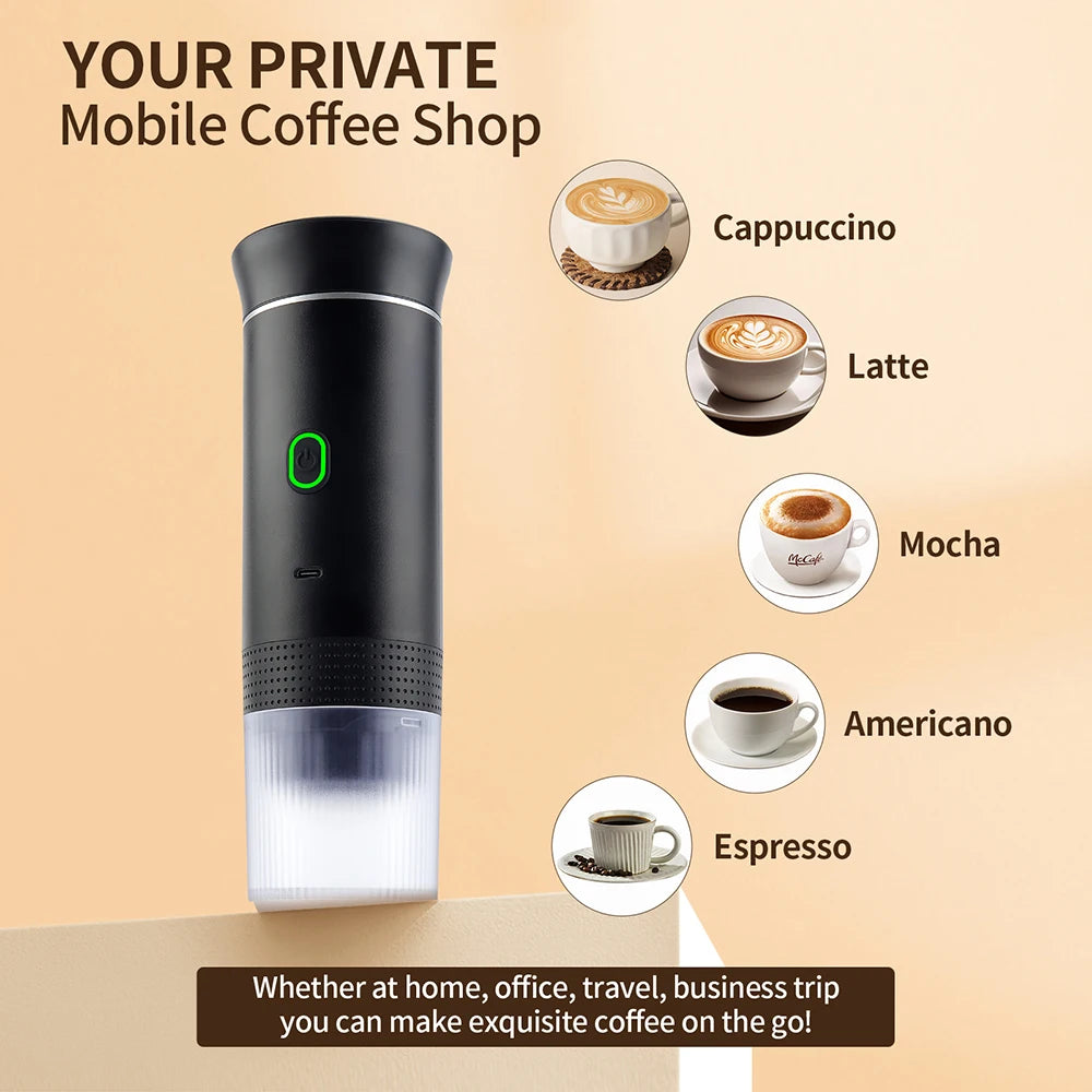 Obecilc Wireless Portable Espresso Coffee Machine 3-In-1 Capsule