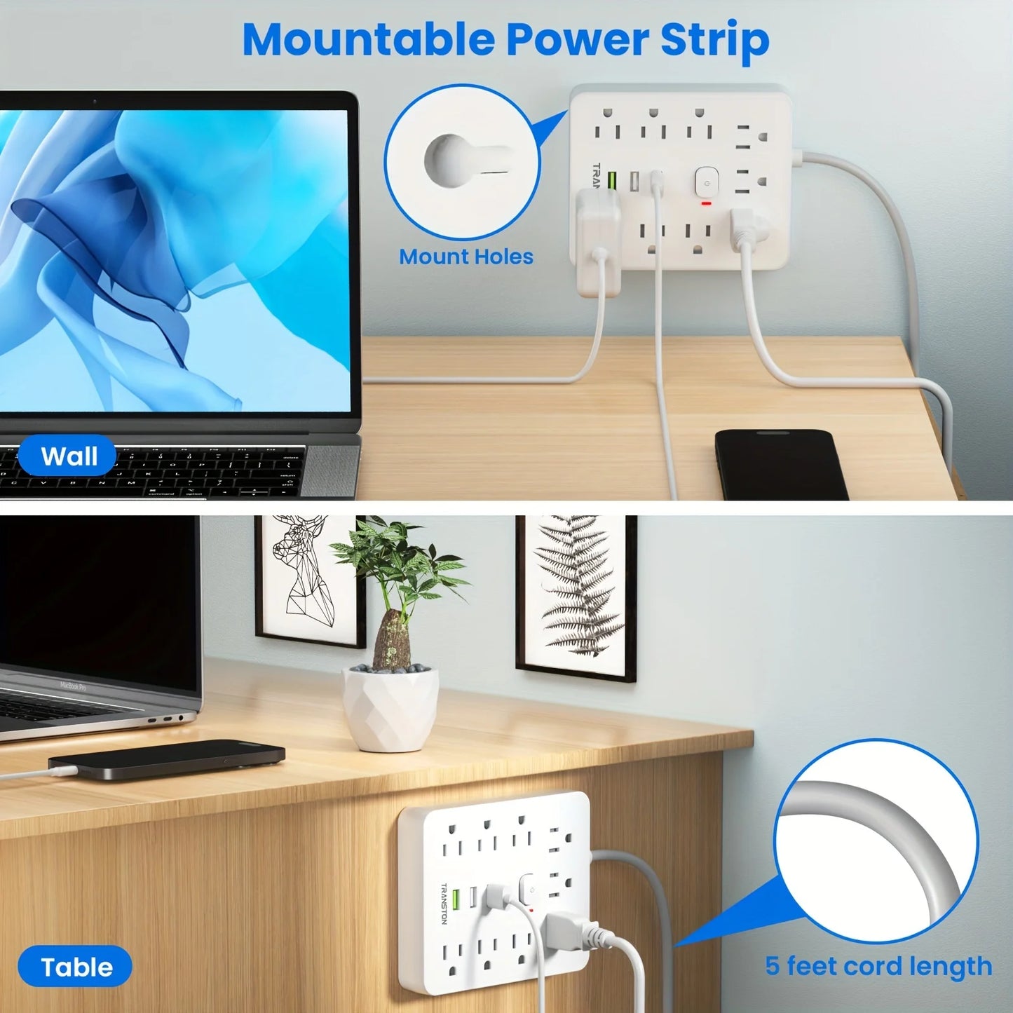 Power Outlet Surge Protector 9 Sockets And 3 USB Ports