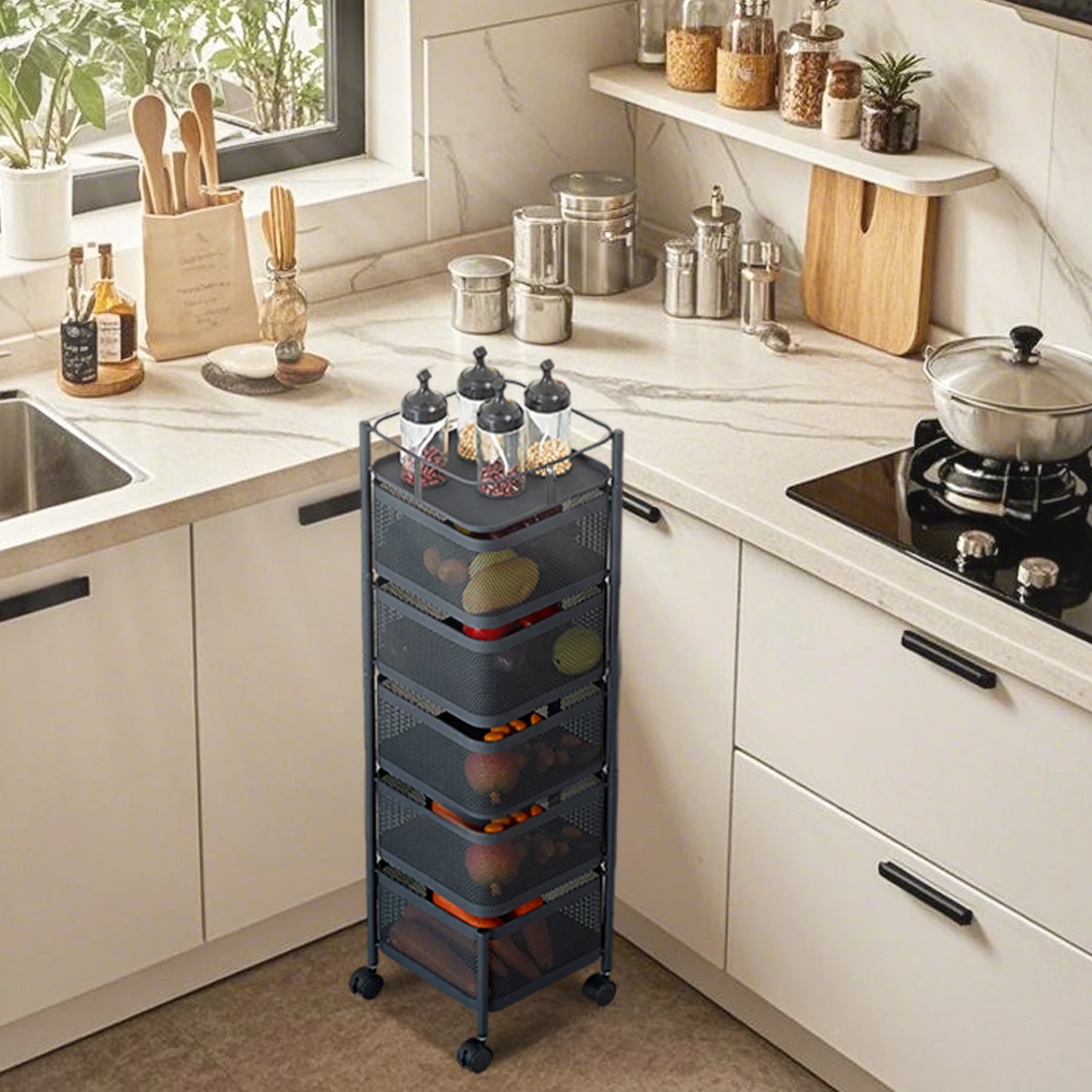 HobbyLane Five Layers 360 Degree Rotatable Trolley Storage Rack