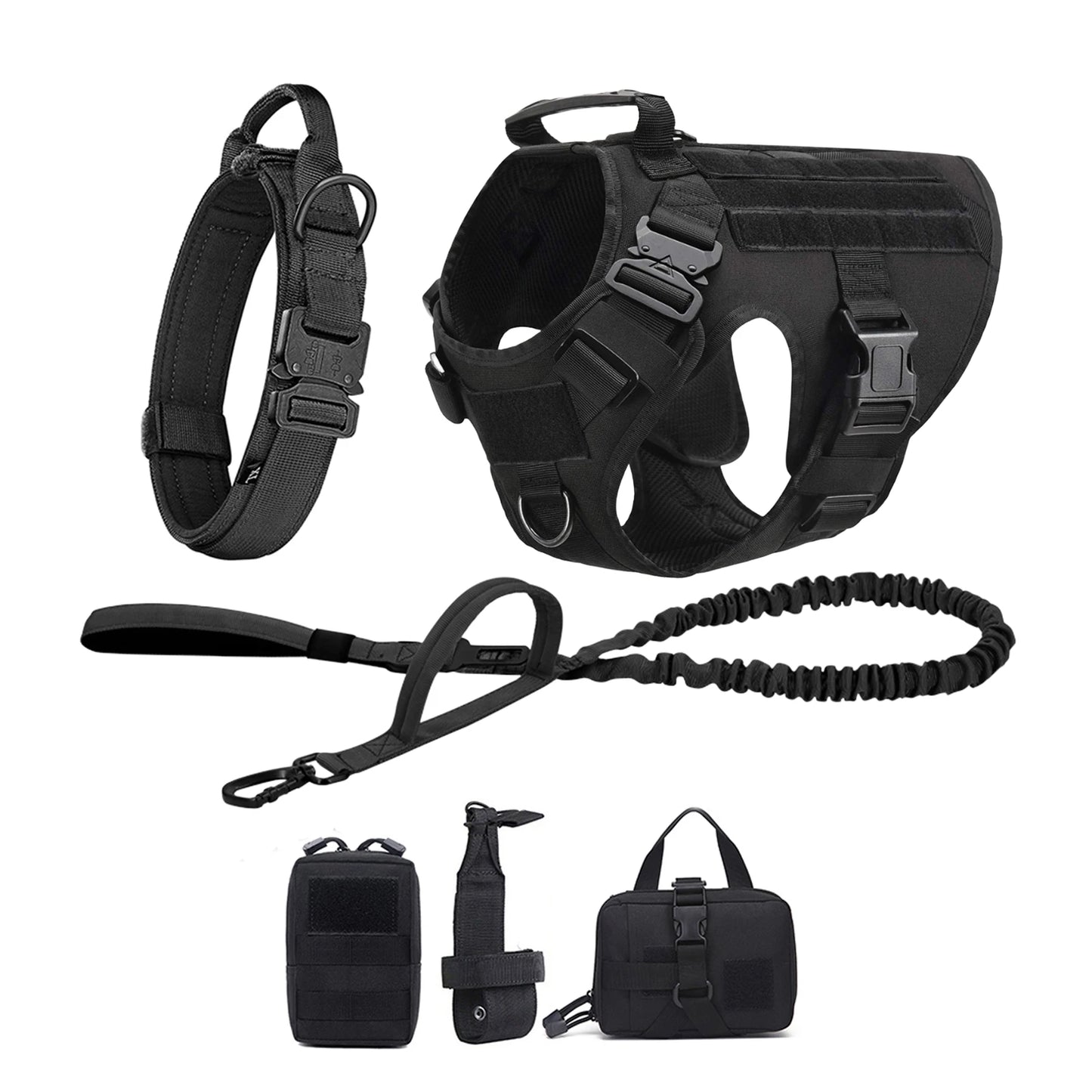 PETRAVEL CN Tactical Dog Harness Set With MOLLE Pouches