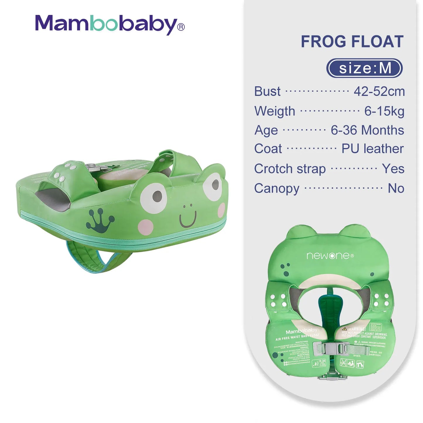 Mambobaby Baby Float With Inflation Free Core Sunshade Crotch Strap