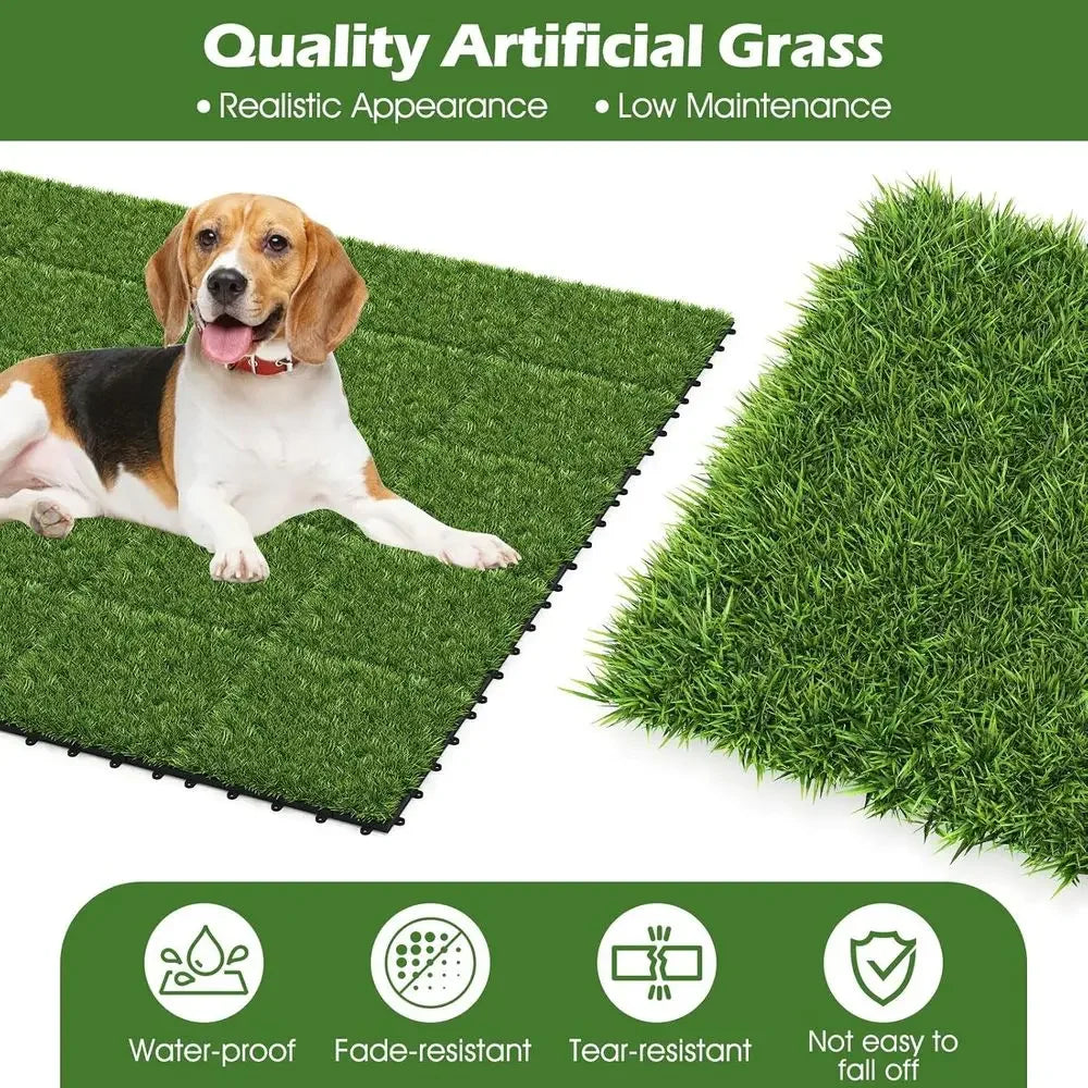 Interlocking Artificial Grass Tiles 30 Piece For Indoor And Outdoor Flooring