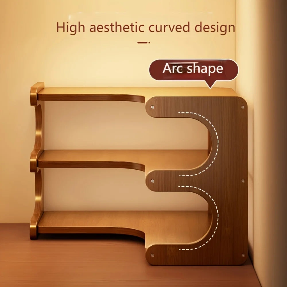 Three Tier Bamboo Corner Shelf Wall Mounted Organizer For Plants And Books