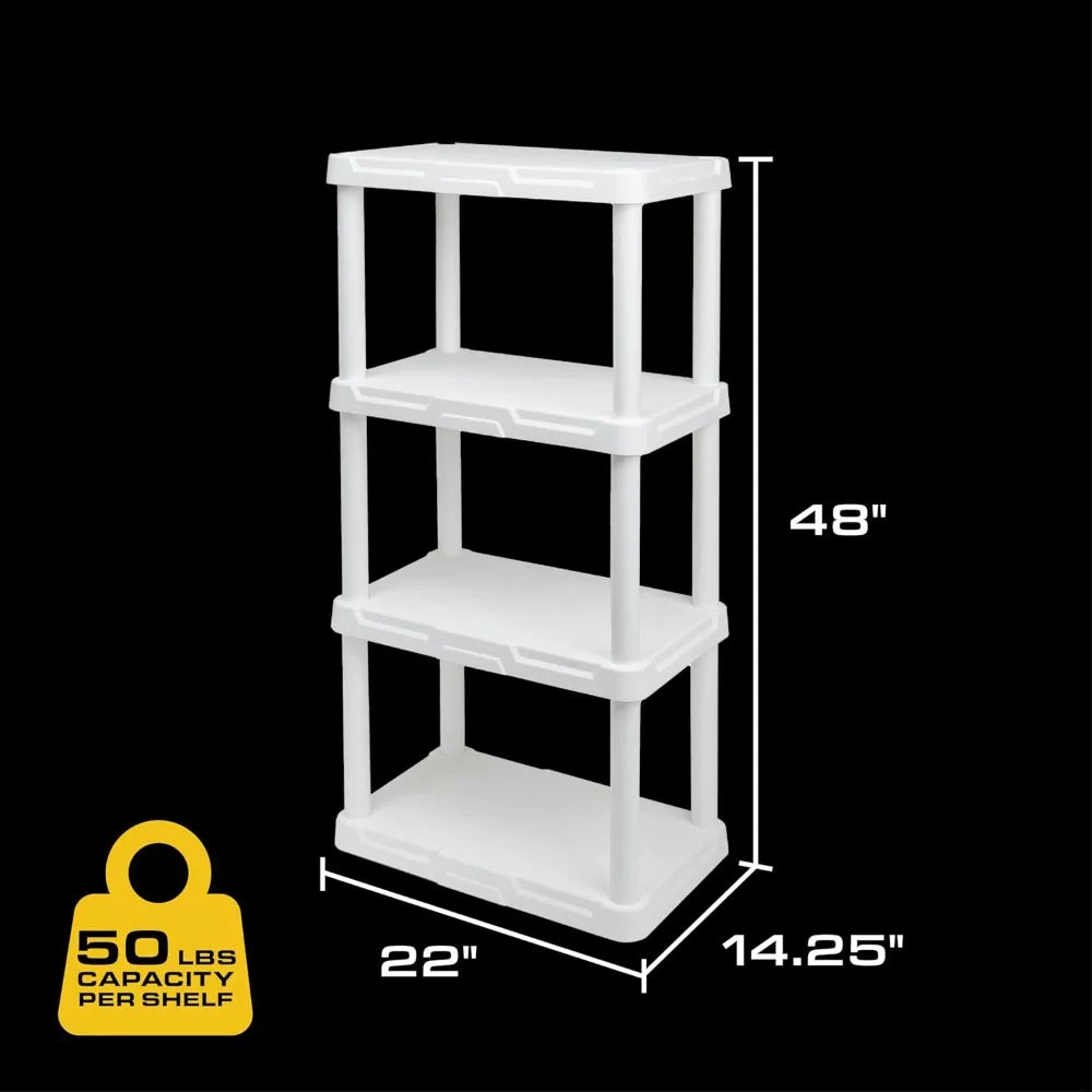 CX 4-Tier Plastic Storage Shelving Unit Light 50lbs Per Shelf