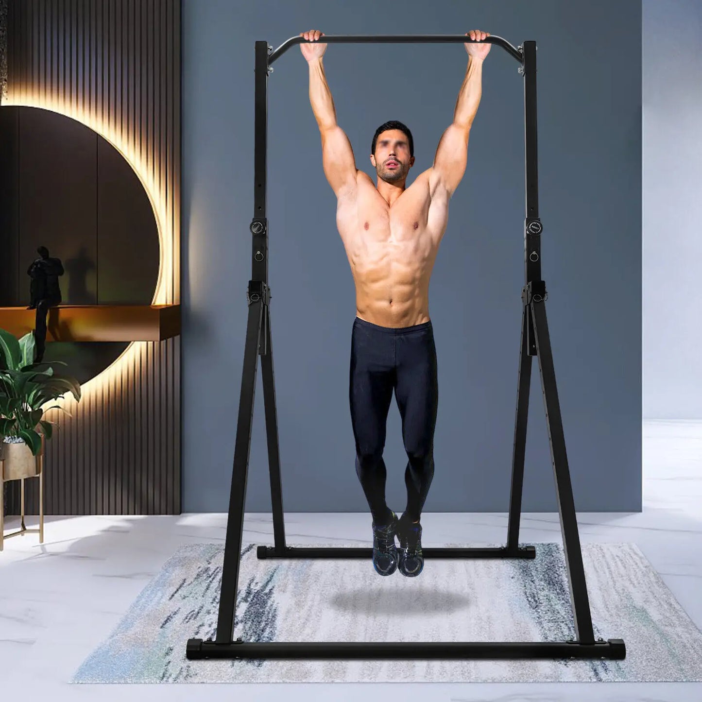 Triangular Pull Up Station Adjustable Height Strength Training Bar