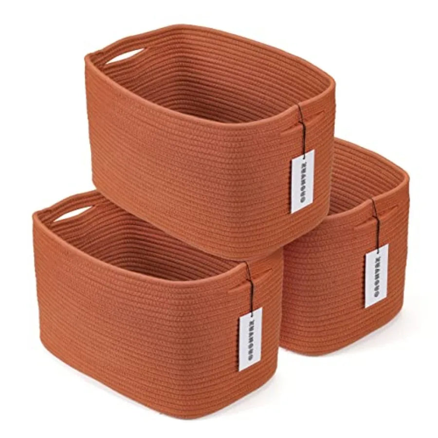 Cotton Rope Woven Storage Basket For Organizing Shelves And Cabinets