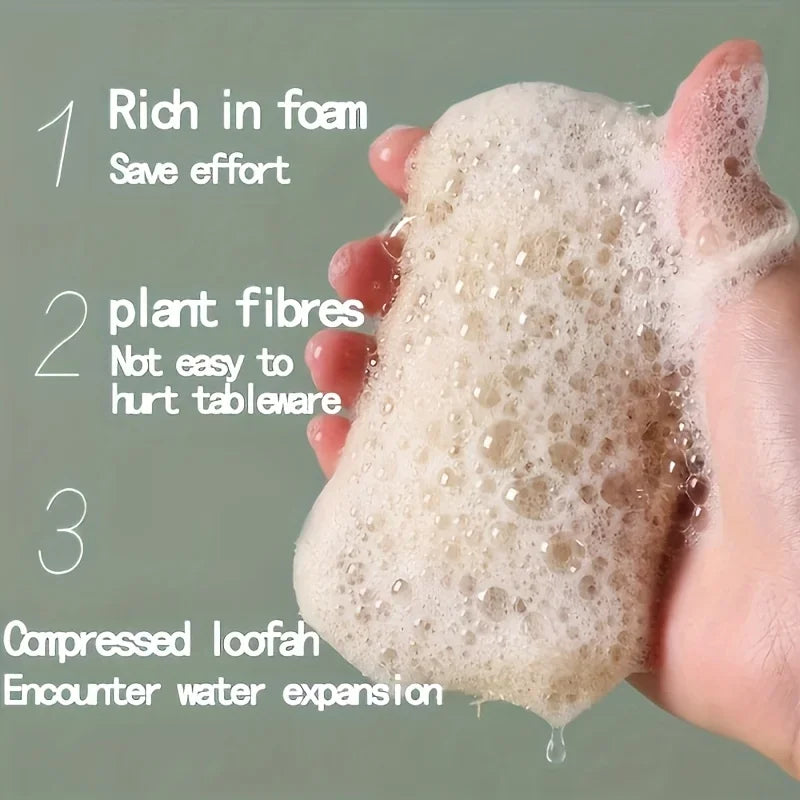 6pcs Natural Loofah Exfoliating Sponges Bamboo Fiber Cleaning Pads