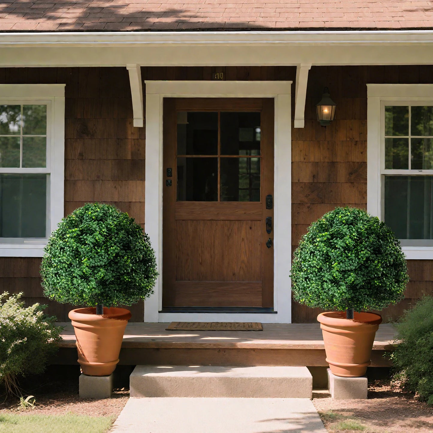LIFEZEAL Boxwood Topiary Tree Set 2pcs With Ground Spikes
