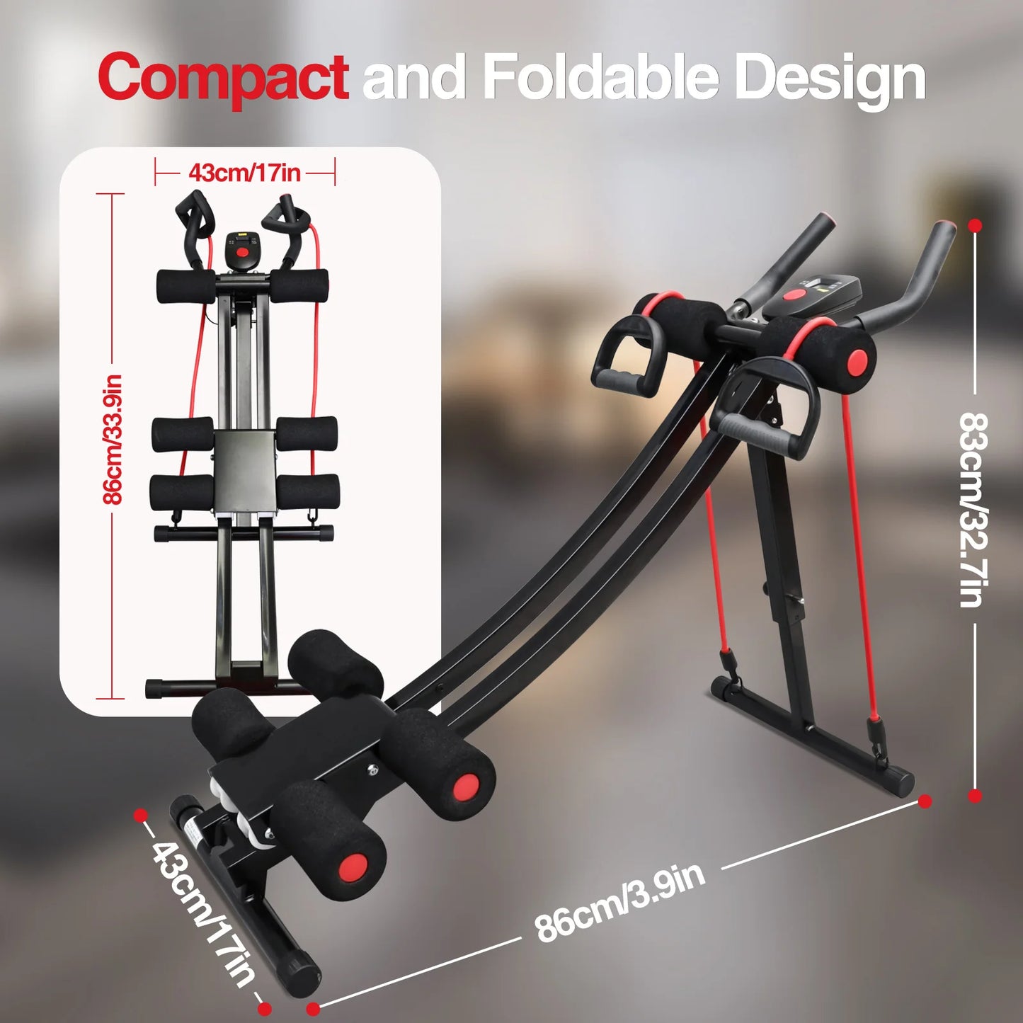 Foldable Ab Machine For Home Gym Abdominal Trainer LCD Display 440lbs