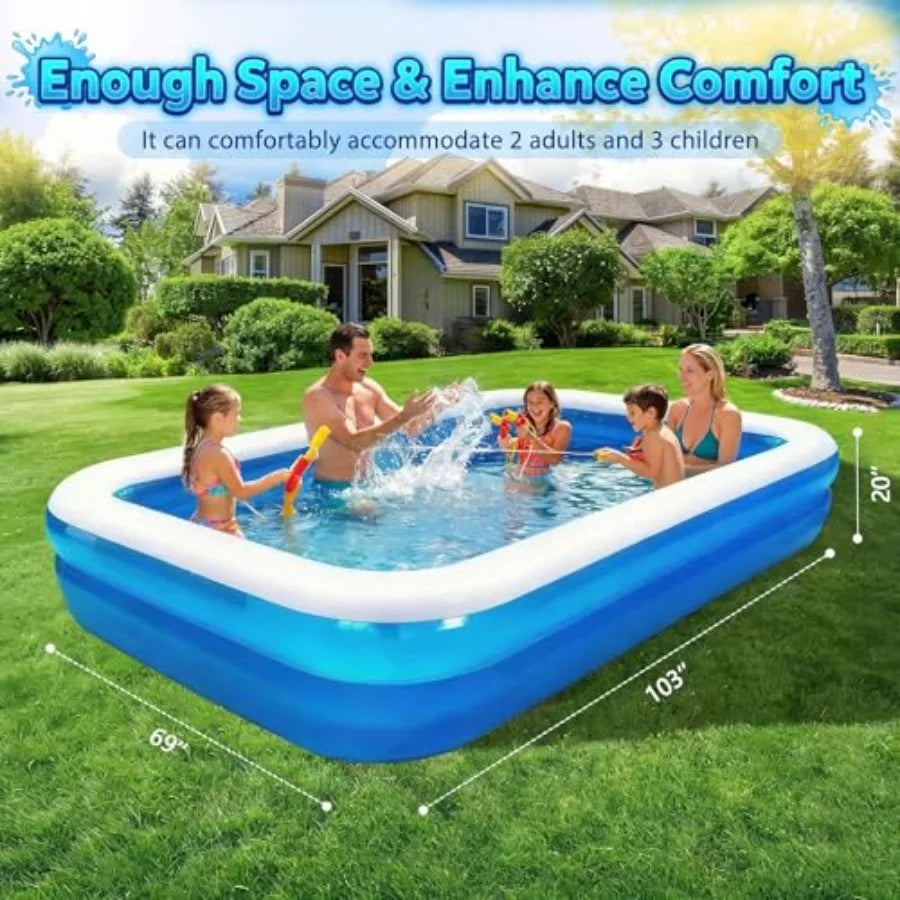 Inflatable Family Pool Above Ground Heavy Duty Leakproof Drain Valve