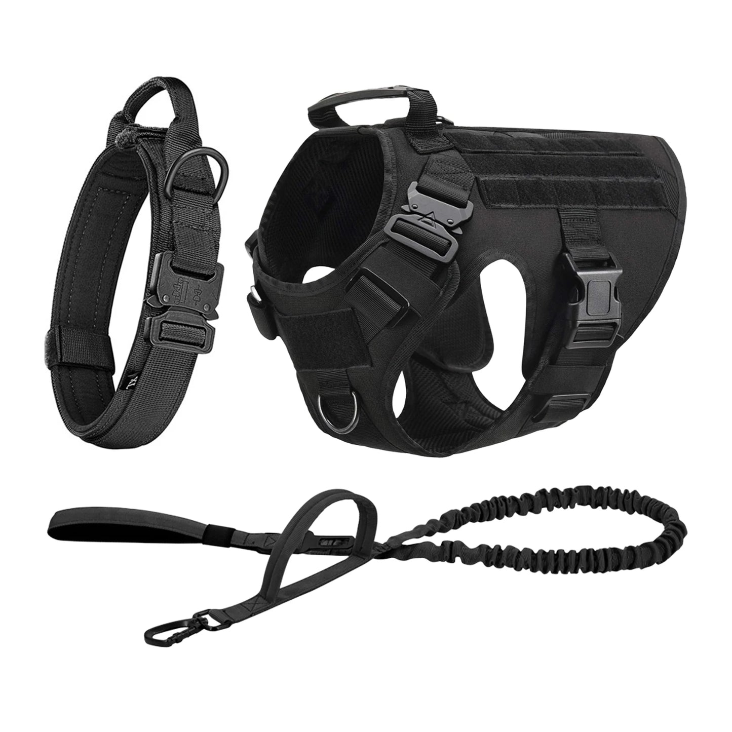 PETRAVEL Tactical Dog Harness Vest With Leash Molle Pouches