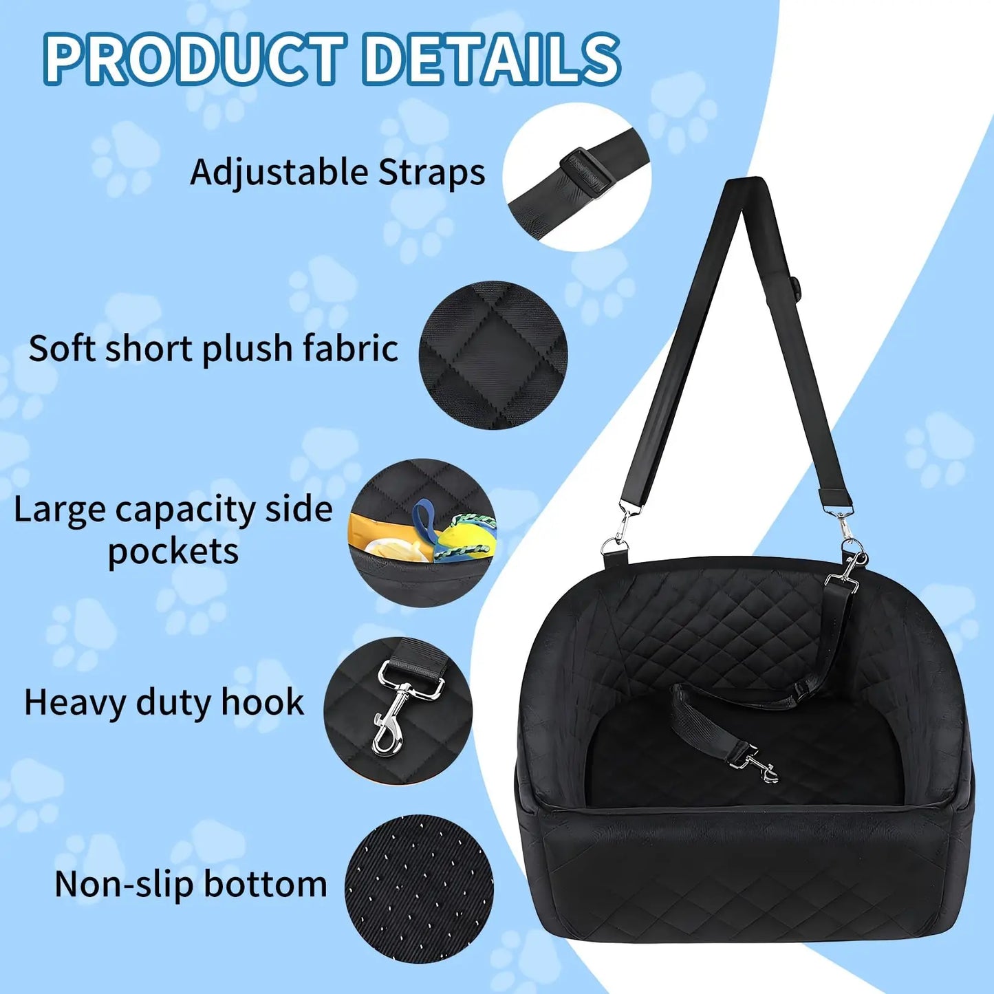 HiMISS Dog Booster Car Seat With Detachable Washable Bed