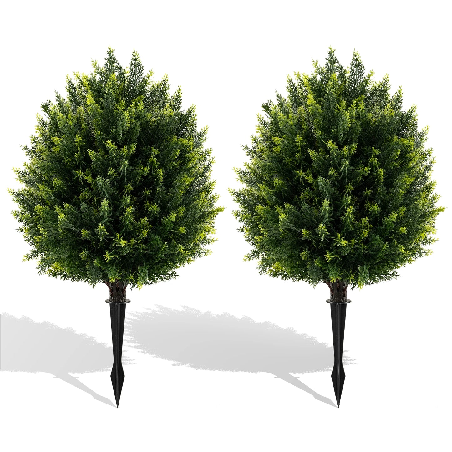 LIFEZEAL 2 Pack Artificial Cypress Topiary Trees With Ground Spikes