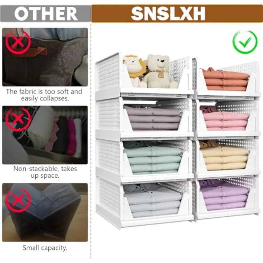 Stackable Closet Storage Basket Multifunctional Foldable Organizer For Home
