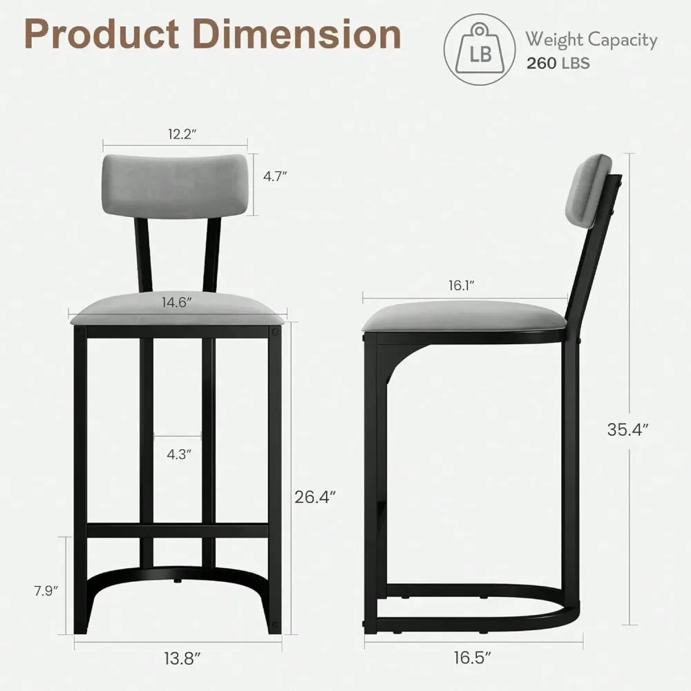 XMSJ Armless Bar Stools Kitchen Pub Chairs Set Of 2