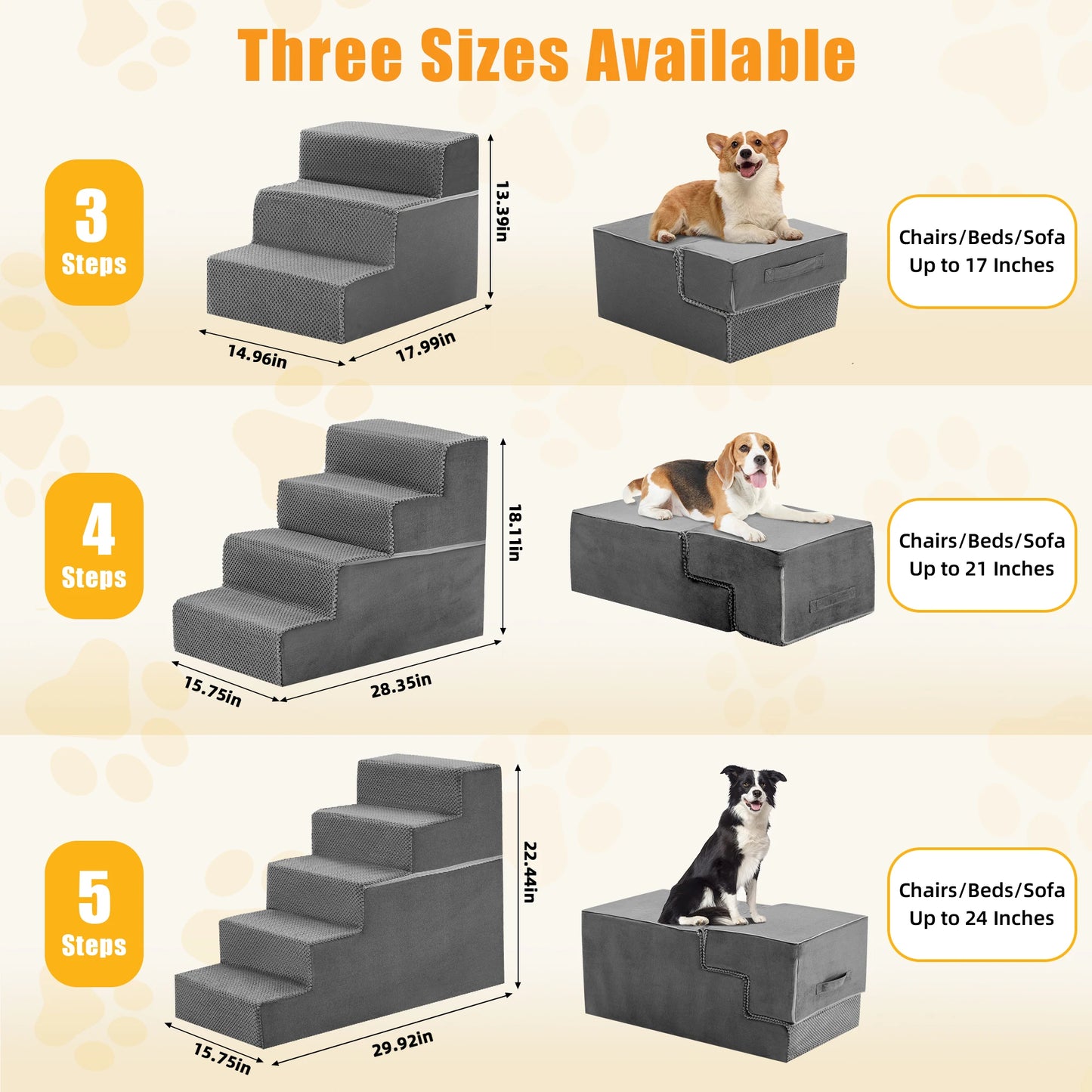 Right Angled Foam Dog Stairs Ramp for Small Dogs Indoor