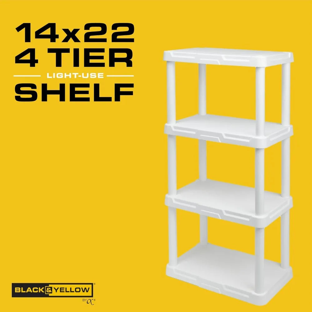 CX 4-Tier Plastic Storage Shelving Unit Light 50lbs Per Shelf