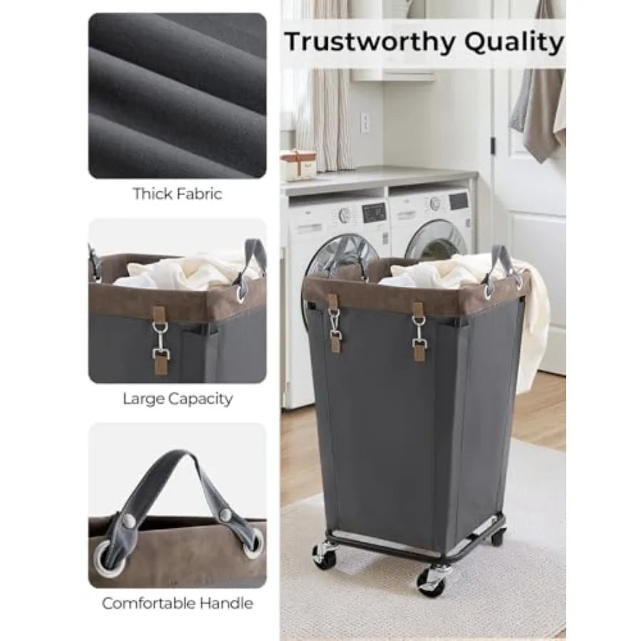 Laundry Basket With Wheels Large Rolling Hamper For Clothes
