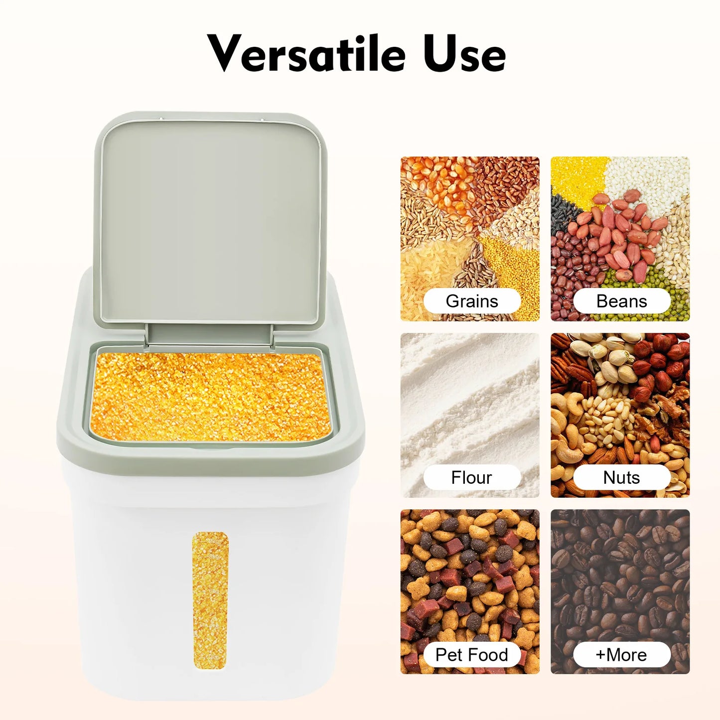 Airtight 10kg Food Storage Container For Flour And Rice Dispenser