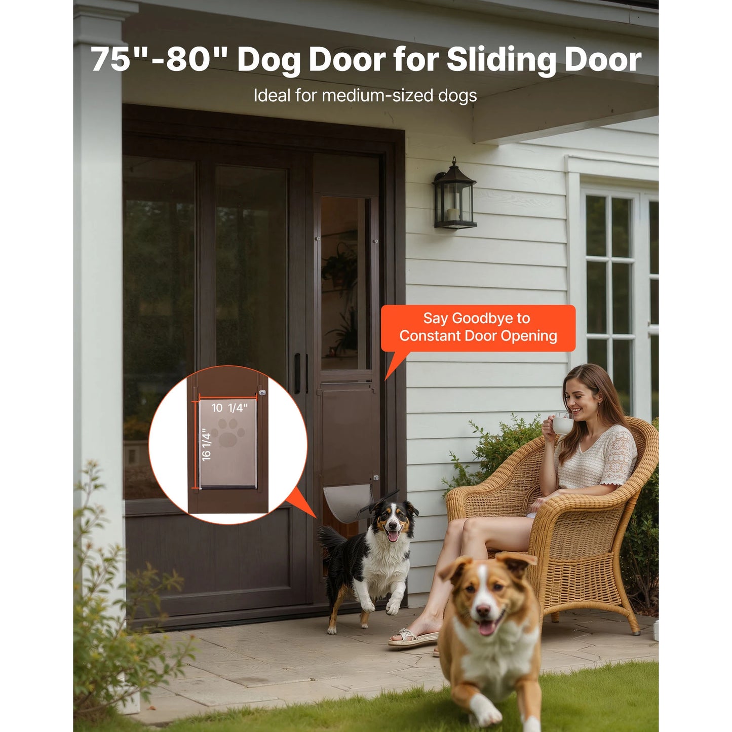 SucceBuy Sliding Glass Dog Door With Aluminum Frame Rotating Hinges