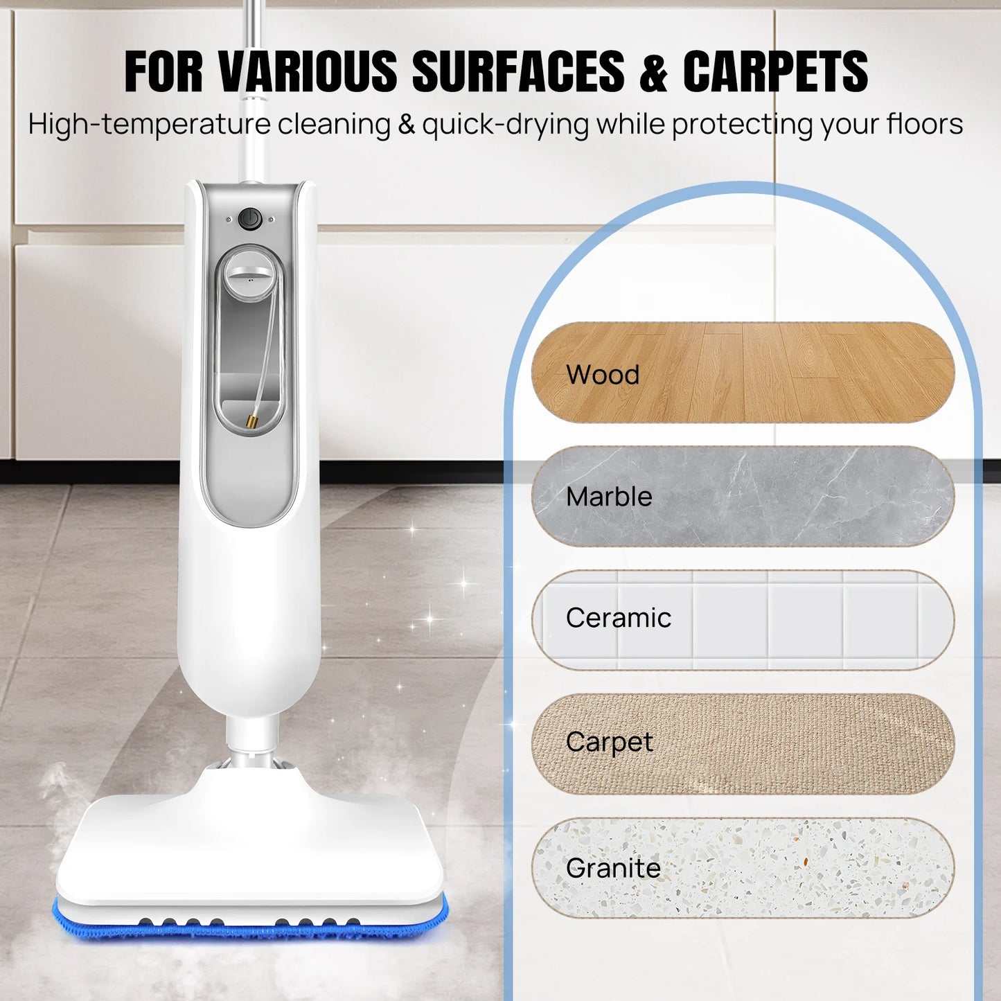 DayPlus Steam Mop Detachable Steam Cleaner 1500W Power