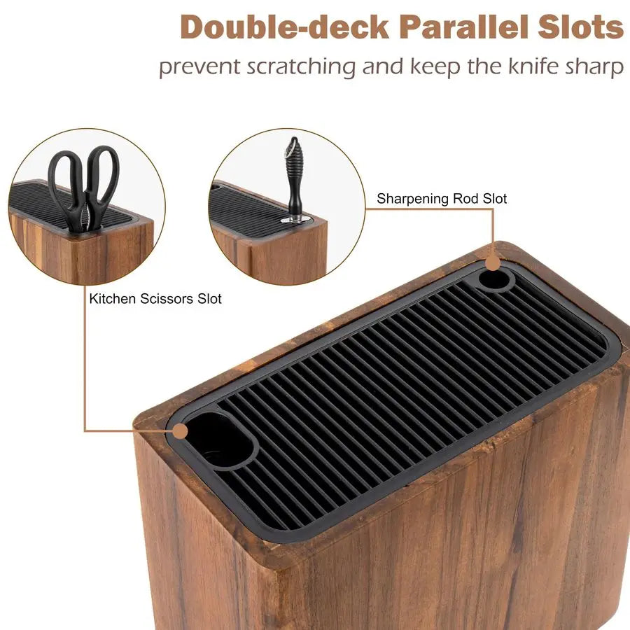 XMSJ Acacia Wood Knife Holder Block For Kitchen Countertop