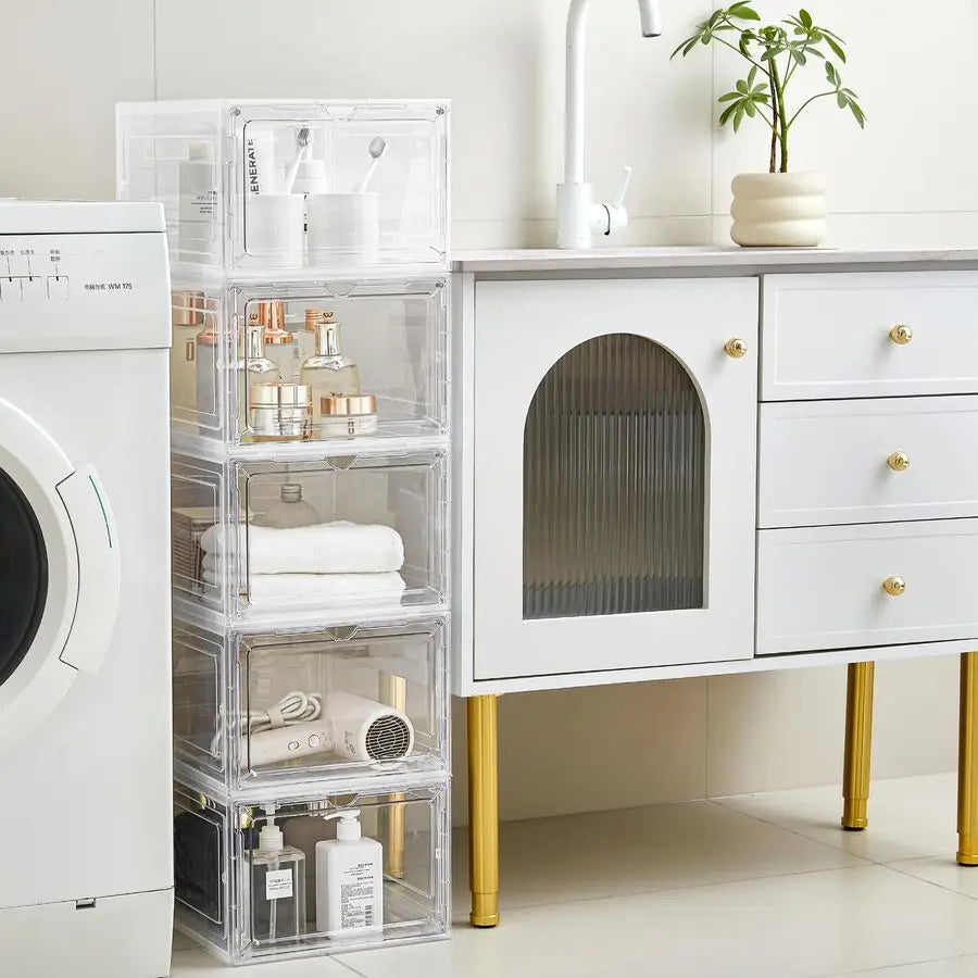 XMSJ Magnetic Door Stackable Storage Bins With Lids