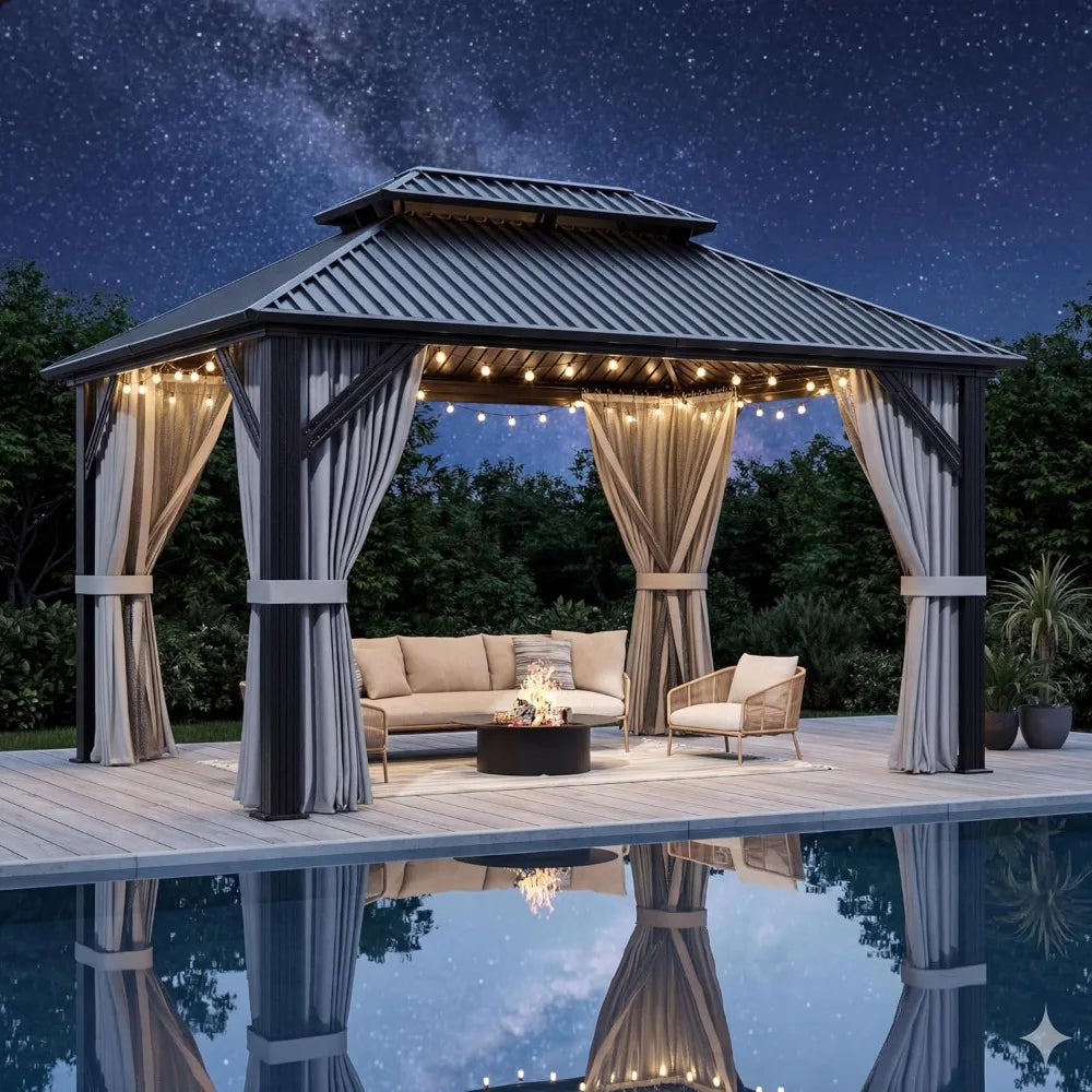 GELU Gazebo Hardtop Aluminum Frame Pergola