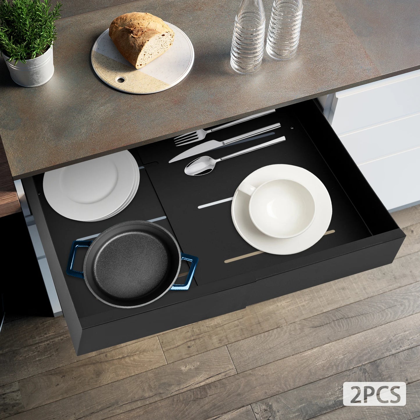 Carbon Steel Expandable Pull Out Cabinet Organizer 2 Tier