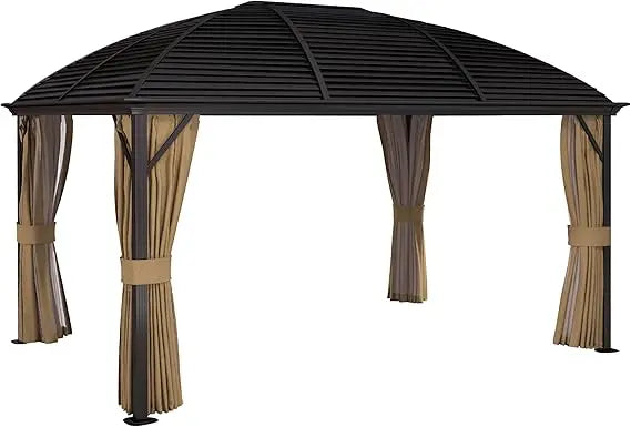 Hardtop Aluminum Gazebo With Galvanized Roof And Netting