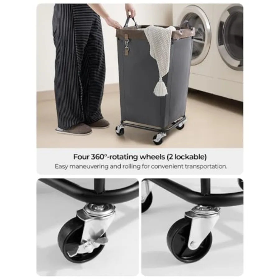 Laundry Basket With Wheels Large Rolling Hamper For Clothes