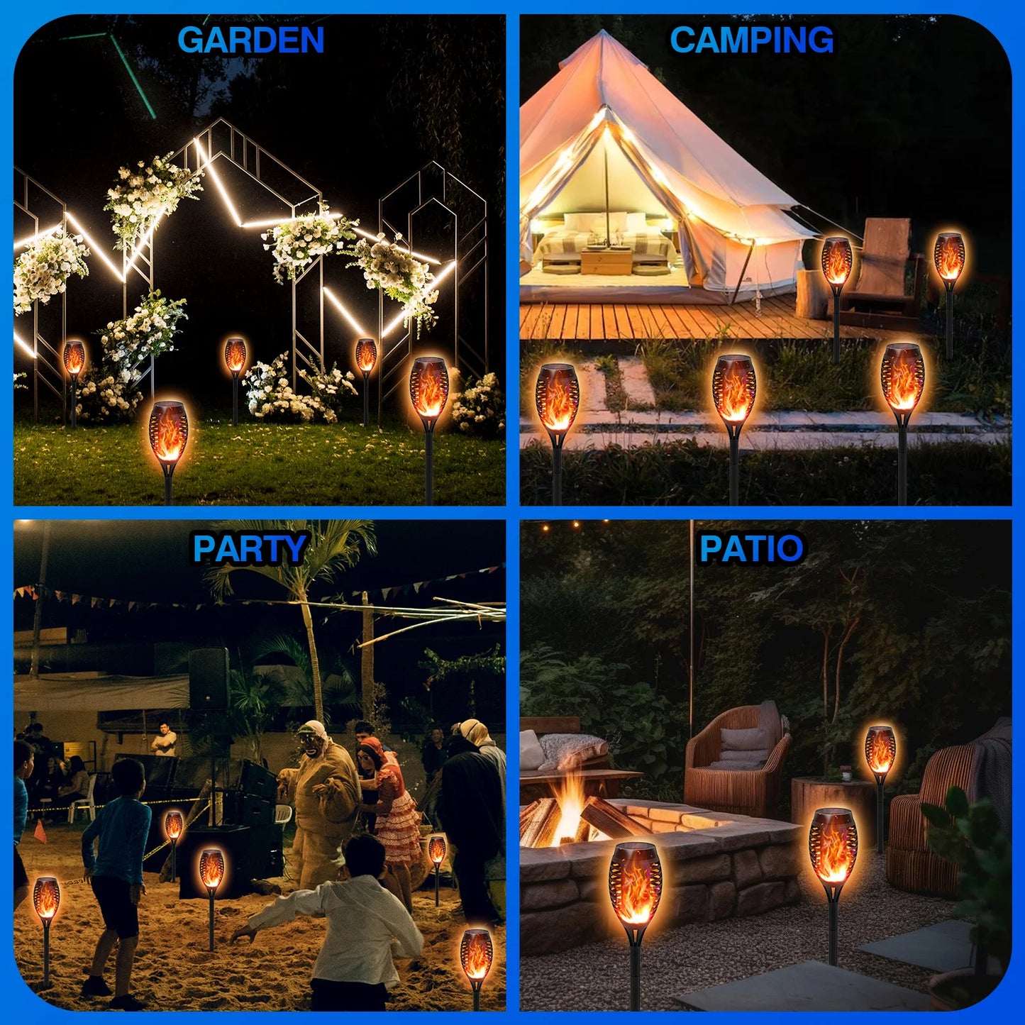 Solar LED Torch Lights With Flickering Flame For Outdoor Path