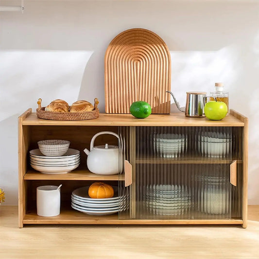 Gdrasuya10 Bamboo Kitchen Pantry Storage Cabinet With 4 Shelves
