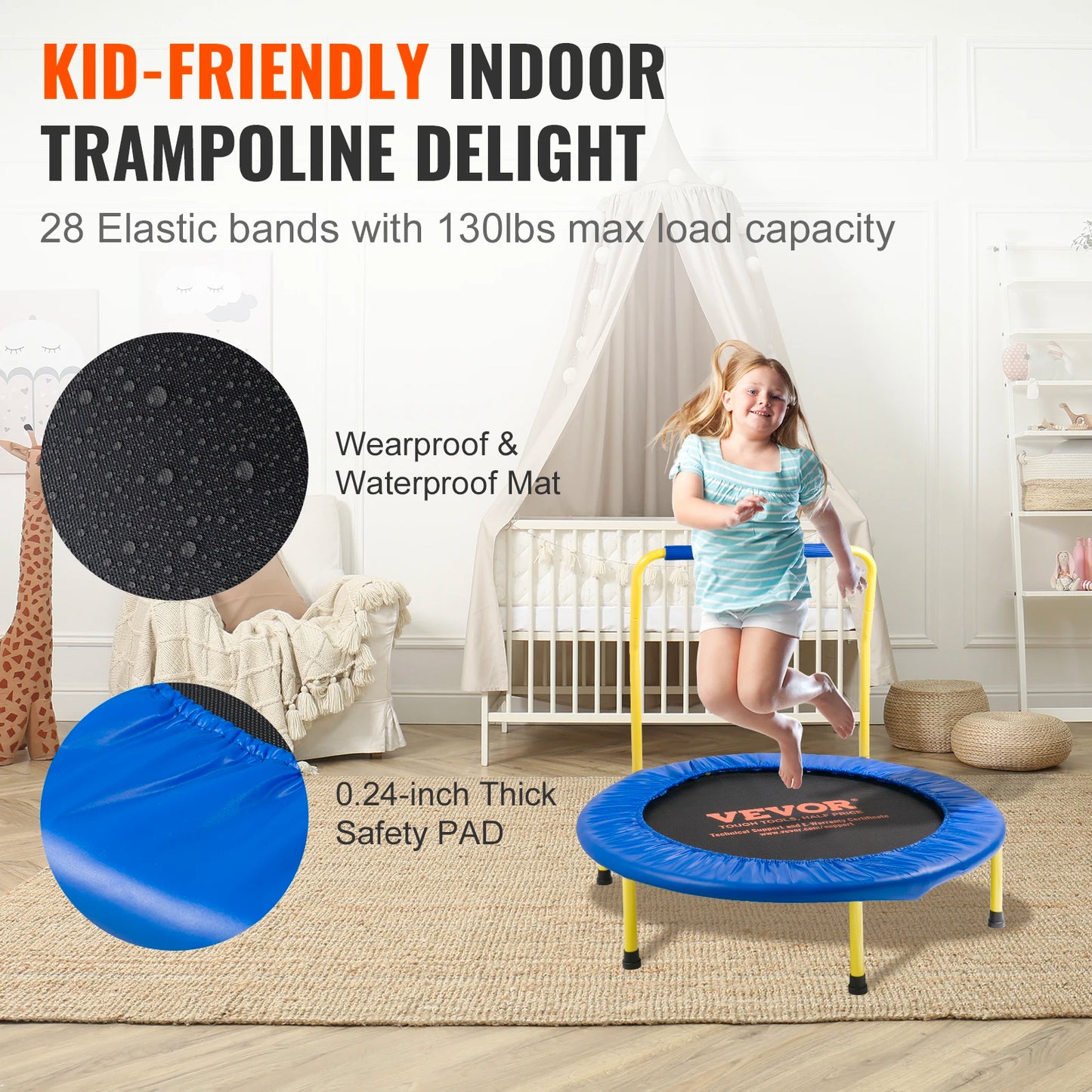 SucceBuy Kids Trampoline Indoor Outdoor Safe Exercise