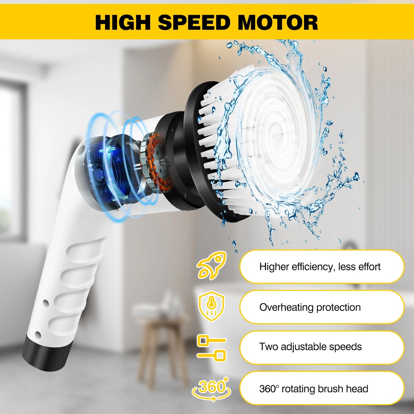 DayPlus 3 In 1 Electric Cleaning Brush USB Rechargeable Scrubber