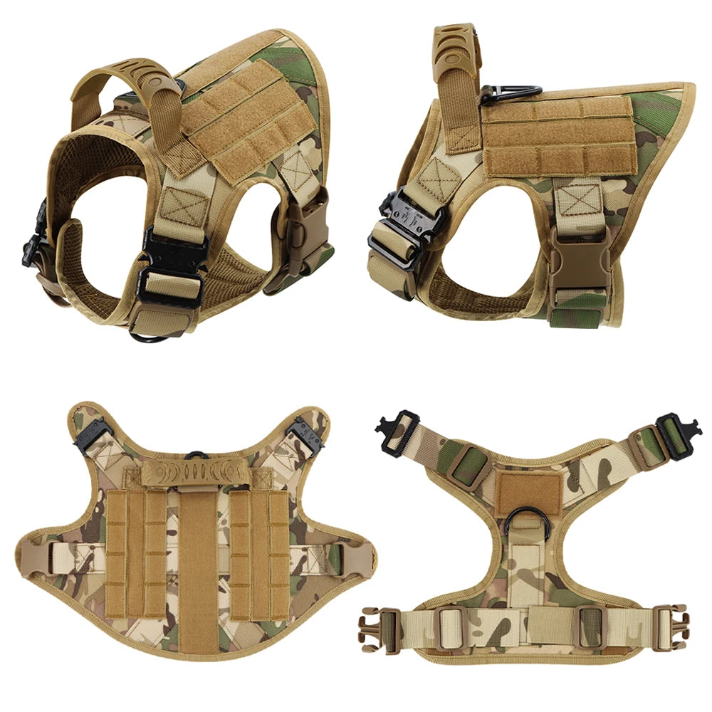 PETRAVEL Military Dog Harness Vest Set Nylon For Malinois Training