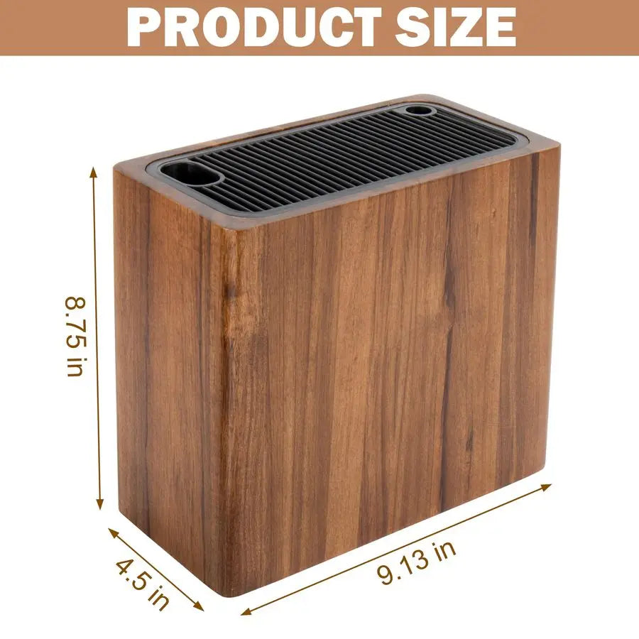 XMSJ Acacia Wood Knife Holder Block For Kitchen Countertop
