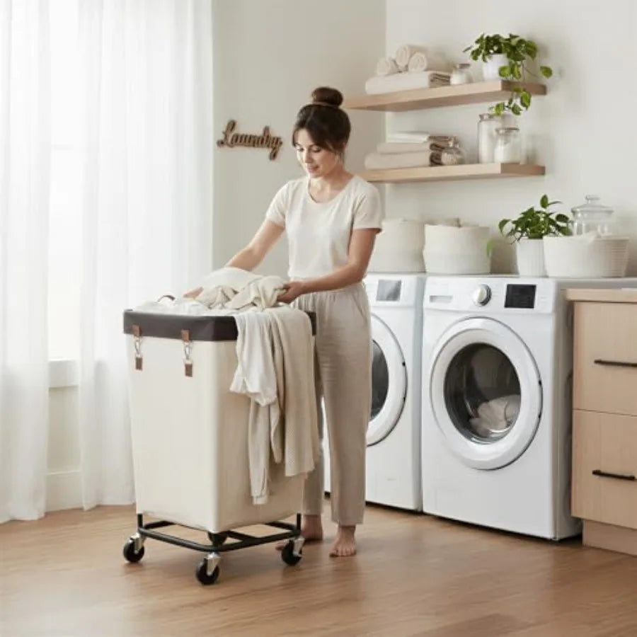 Laundry Basket With Wheels Large Rolling Hampers For Home Dorm