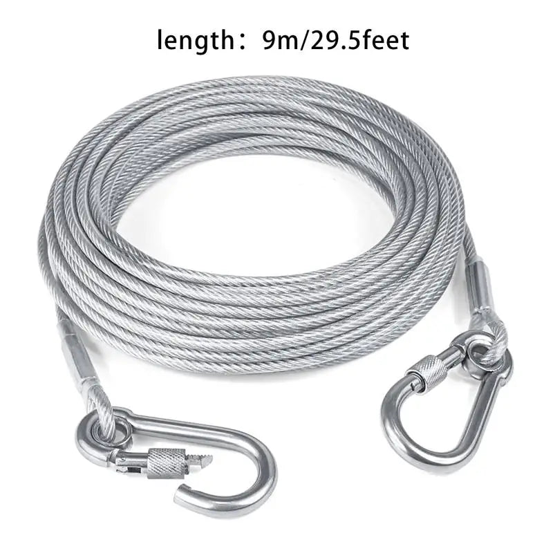 Double Headed Dog Tie Out Cable Leash Stainless Steel Wire