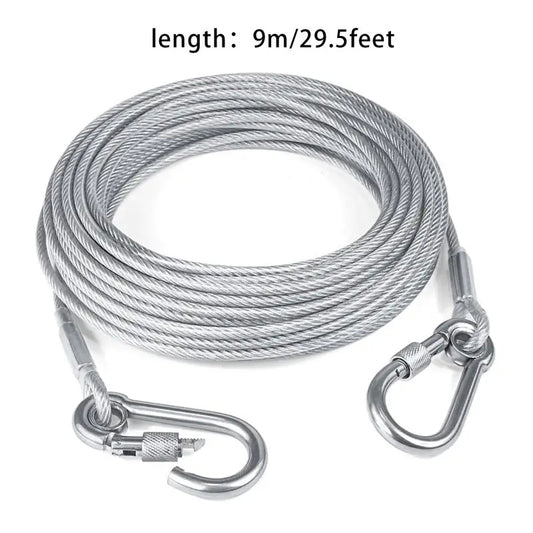 Double Headed Dog Tie Out Cable Leash Stainless Steel Wire