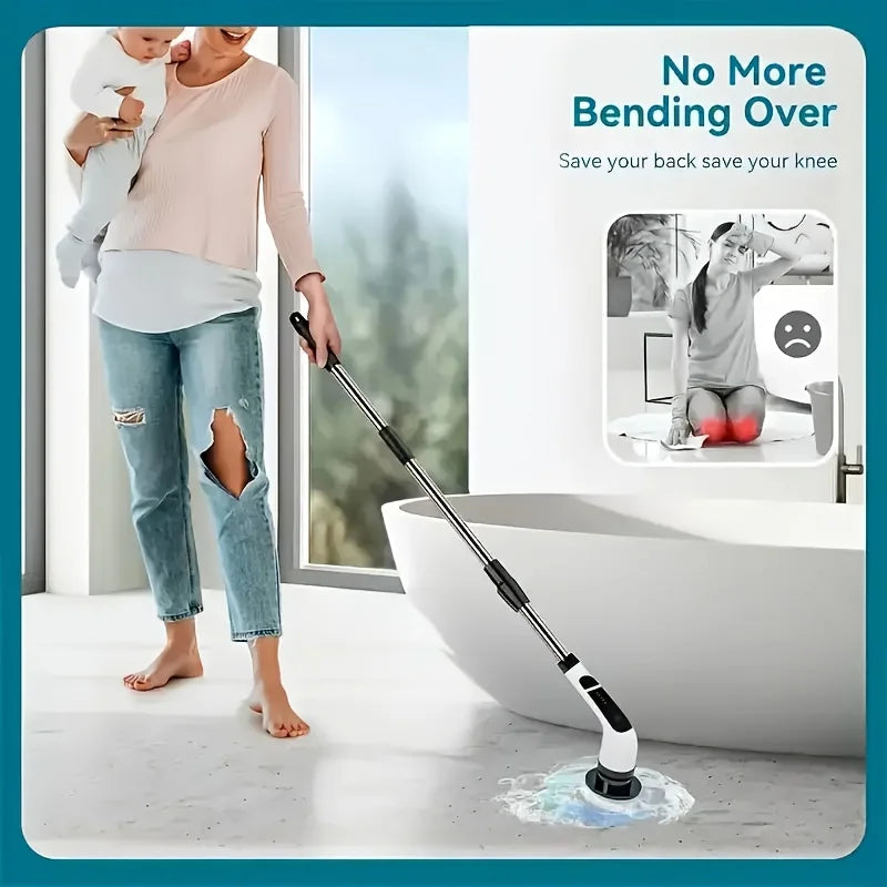 AHTOSKA 9In1 Electric Rotating Cleaning Brush With Telescopic Handle
